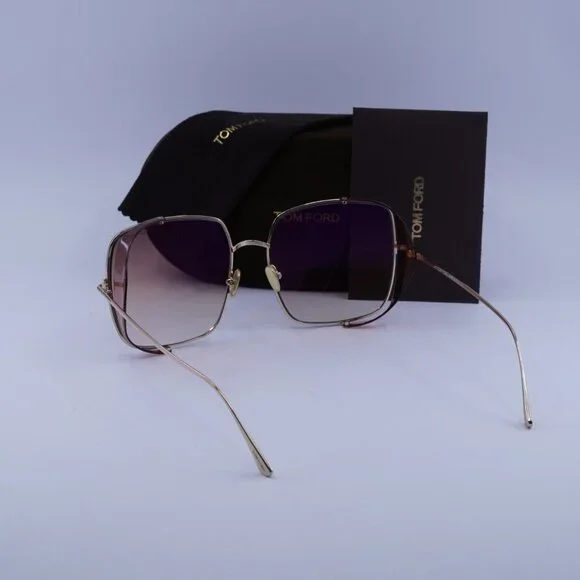 Tom Ford FT0901 28F Toby 02 Square Sunglasses - Gold Purple  display picture 2